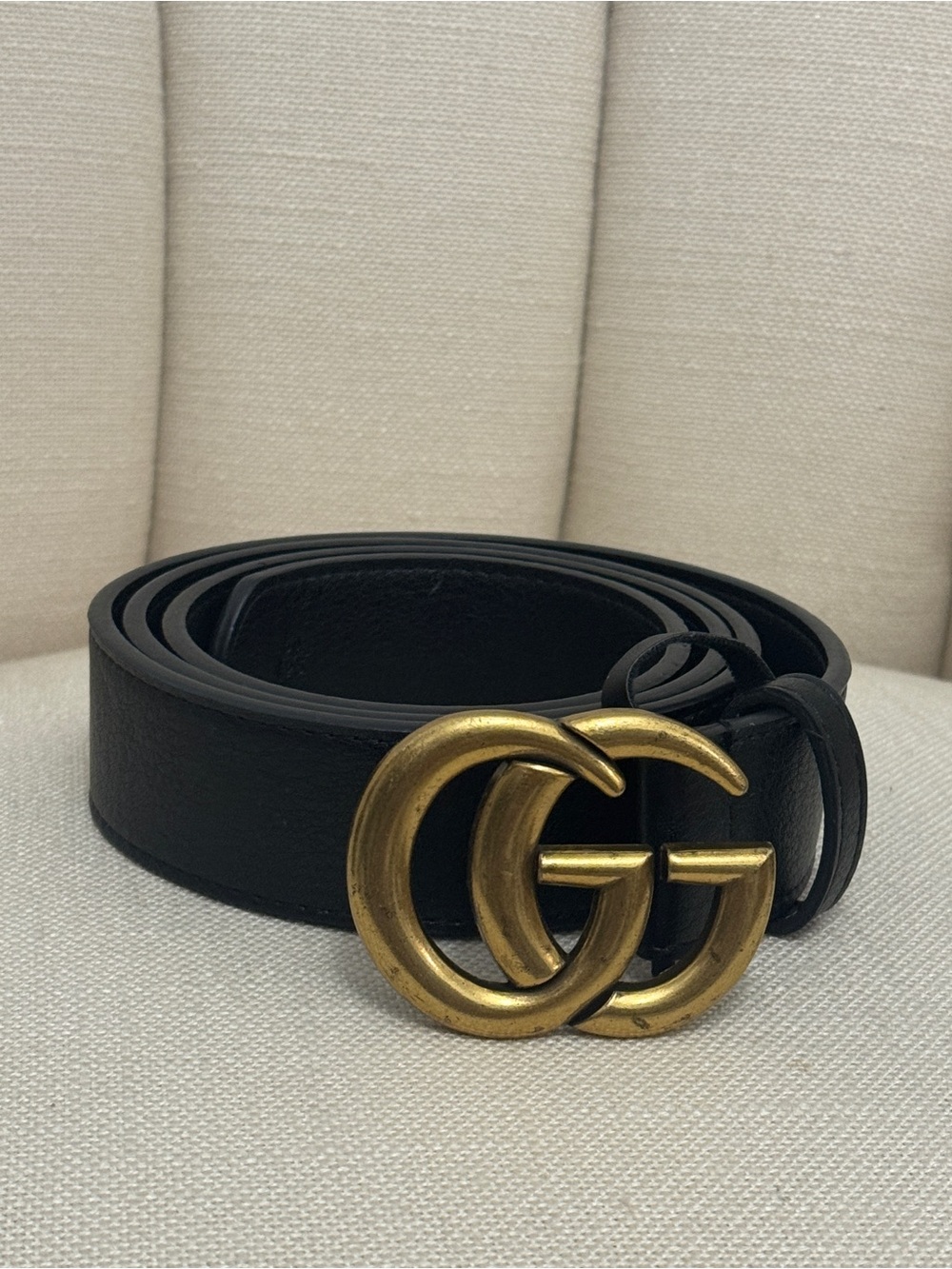Designer inspired black belt with gold toned buckle